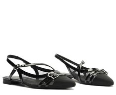Sapatilha Slingback Transparente Fivela Preta