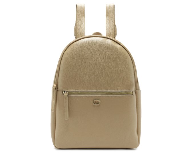 Mochila Média Zíper Frontal Bege