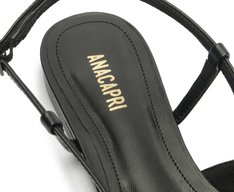 Sapatilha Slingback Ponta Preta Verniz Anzelli Preta
