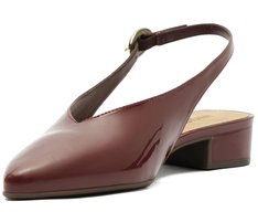 Sapatilha Slingback Salto Bloco Verniz Roxa