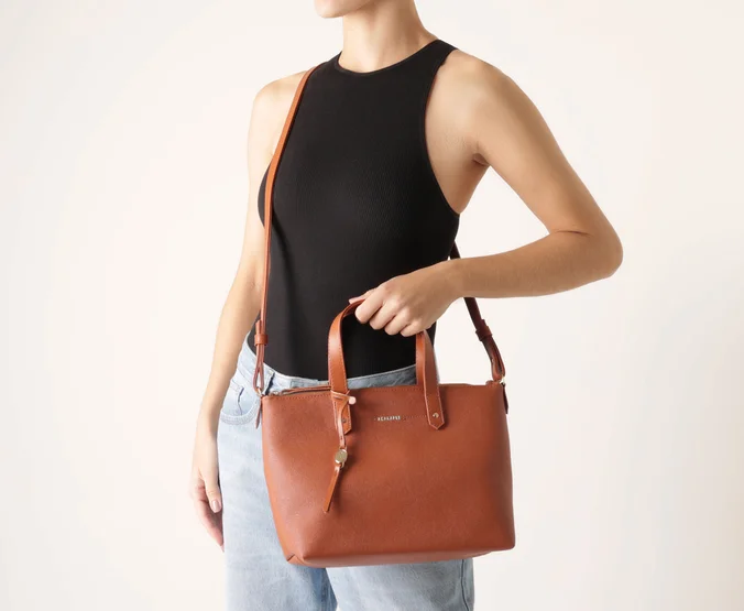 Bolsa Tote Média Alça Bicolor Marrom