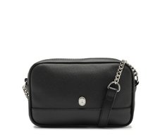Bolsa Tiracolo Pequena Cápsula Metal Preta