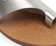 Rasteira Maxi Tachas Couro Prata