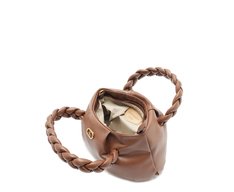Bolsa Tiracolo Pequena Puffer Alça Trança Marrom