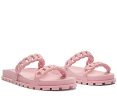 Rasteira Duas Tiras Correntes Rosa