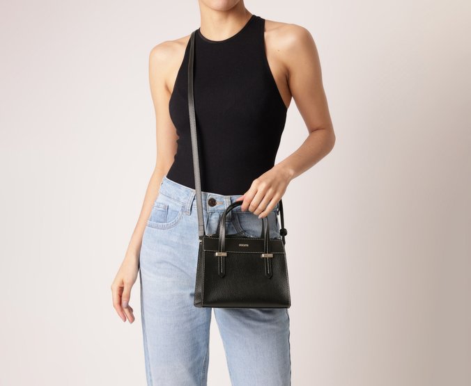 Bolsa Tote Média Pespontos Preta