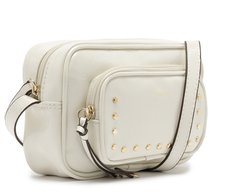 Bolsa Tiracolo Média Tachas Bolso Frontal Branca