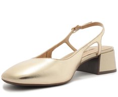 Sapatilha Slingback Basic Salto Bloco Dourada