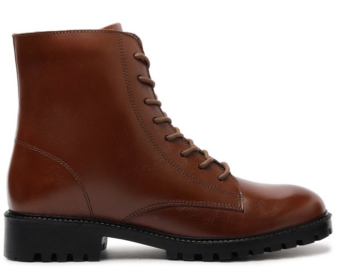 Bota Coturno Couro Marrom Cinnamon