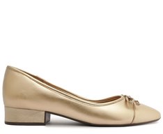 Sapato Salto Bloco Dourado Classy