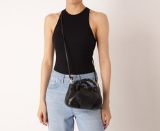 Bolsa Tiracolo Pequena Puffer Alça Trança Preta