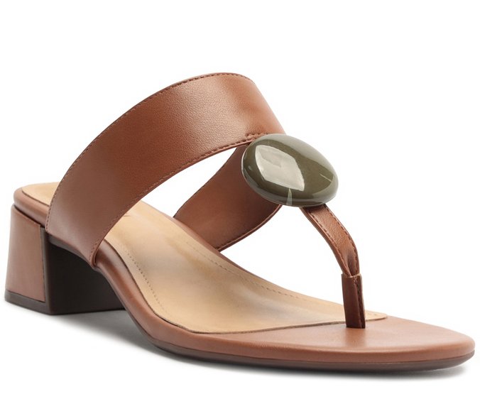 Tamanco Bloco Adorno Resinada Marrom