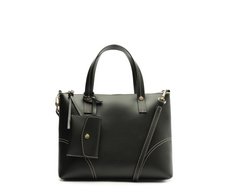 Bolsa Tote Média Costura Ornamental Preta