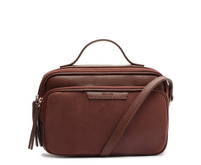 Bolsa Tiracolo Média Franjas Marrom