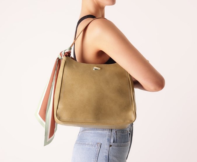 Bolsa Shopping Média Boho Lenço Bege