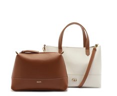 Bolsa Tote Média Com Necessaire Bicolor Branca
