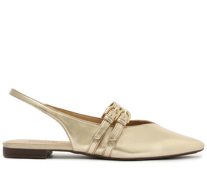 Sapatilha Slingback Tira Dupla Dourada