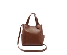 Bolsa Tote Média Com Bolso Marrom