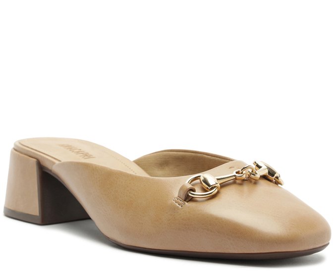 Mule Bridão Salto Bloco Rustic Bege
