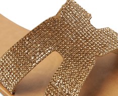 Rasteira Recortes Tira H Glitter Dourada