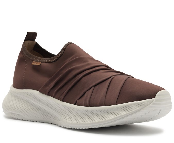 Tênis Slip On Drapeado Marrom