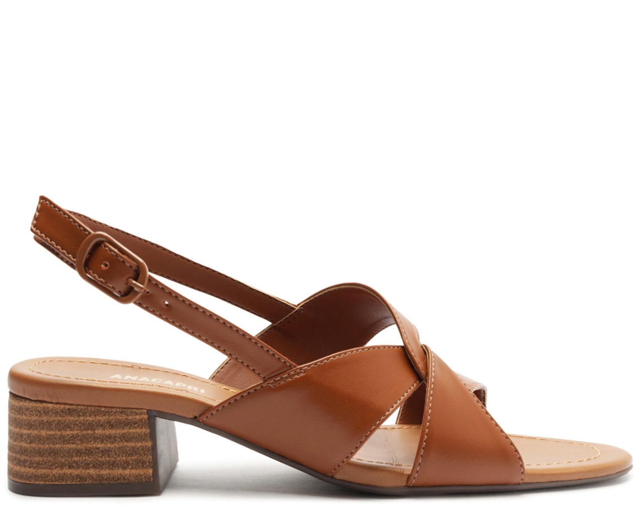 アンドロココ Sandália Entrelaçada Salto Bloco Marrom | Anacapri