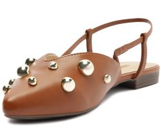 Sapatilha Slingback Maxi Tachas Marrom
