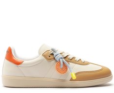 Tênis Chuteira Detalhe Custom Bege E Laranja