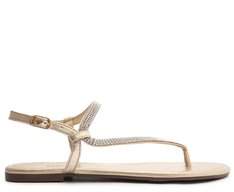 Rasteira Brilhosa Tira Curva Dourada