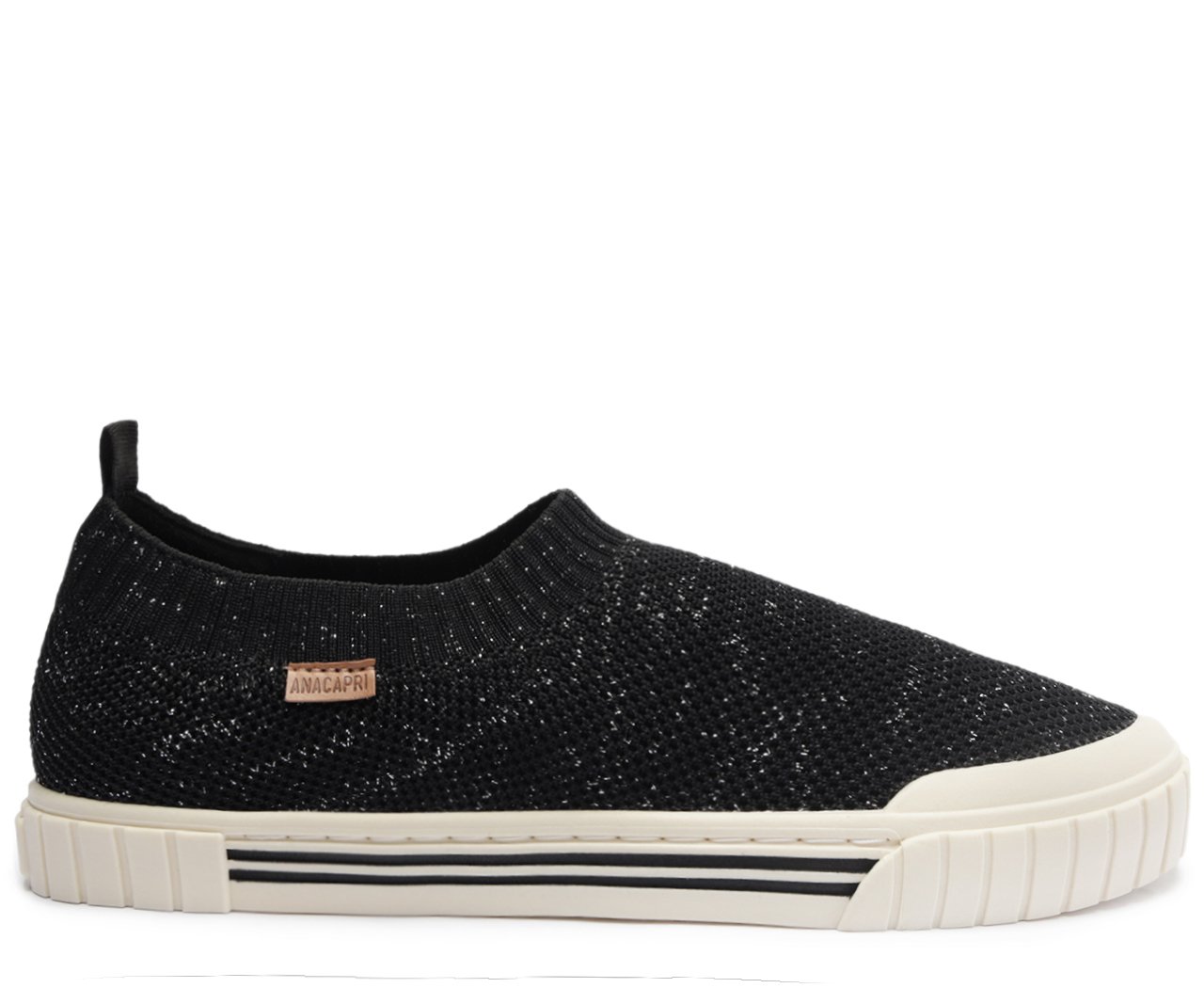 T nis Slip On Al Knit Brilhoso Preto