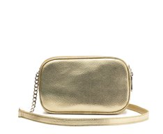 Bolsa Tiracolo Média Divisórias Metal Dourada