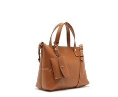 Bolsa Tote Média Costura Ornamental Marrom