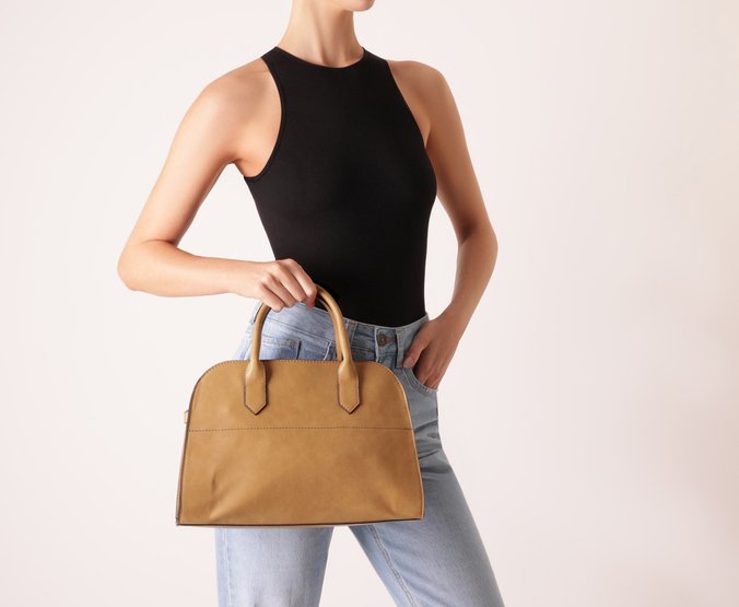 Bolsa Tote Grande Zíper Helena Bege