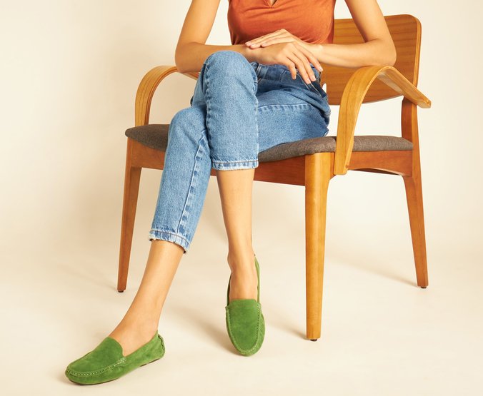 Mocassim Couro Verde