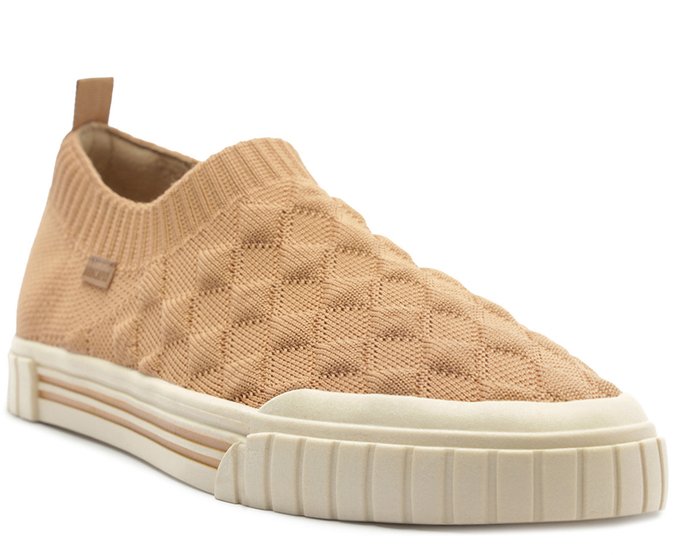 Tênis Slip On Knit Bege Palha
