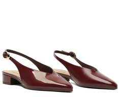 Sapatilha Slingback Salto Bloco Verniz Roxa