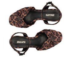 Sandália Salto Bloco Laço Animal Print