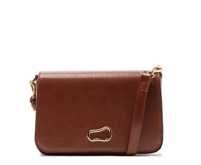 Bolsa Tiracolo Pequena Monocolor Canelada Marrom