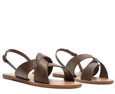 Rasteira Entrelaçada Pespontos Marrom Boho