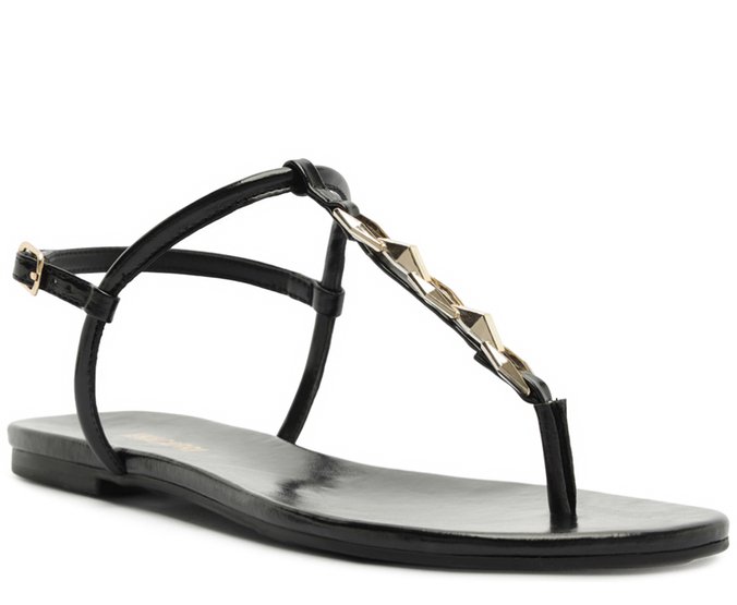 Sandália Rasteira Slim Metal Preta