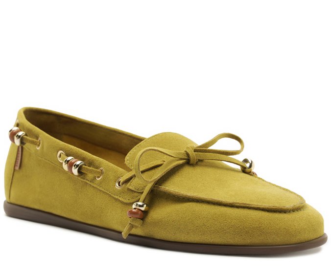 Mocassim Acamurçado Miçangas Verde
