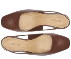Sapatilha Salto Bloco Slingback Ponta Quadrada Marrom