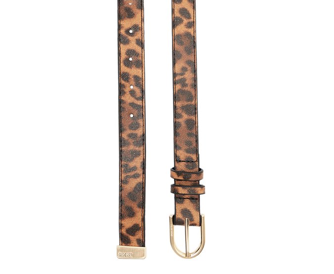 Cinto Fino Fivela Metálica Valentina Animal Print Onça