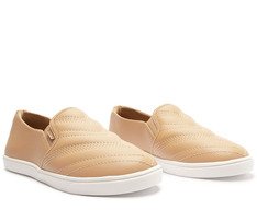 Tênis Slip On Pespontos Bege