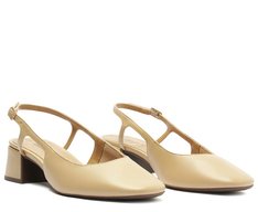 Sapatilha Slingback Basic Salto Bloco Bege