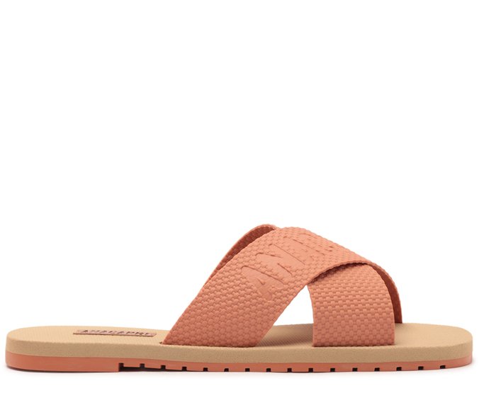 Rasteira Tiras Cruzadas Injetada Bege