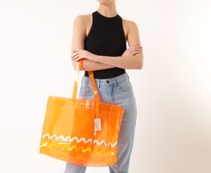 Bolsa Shopping Grande Translúcida Sundown Laranja