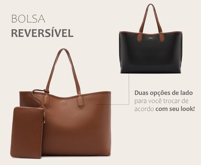 Bolsa Shopping Grande Reversível Marrom