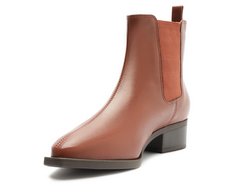 Bota Chelsea Cano Curto Bico Quadrado Marrom