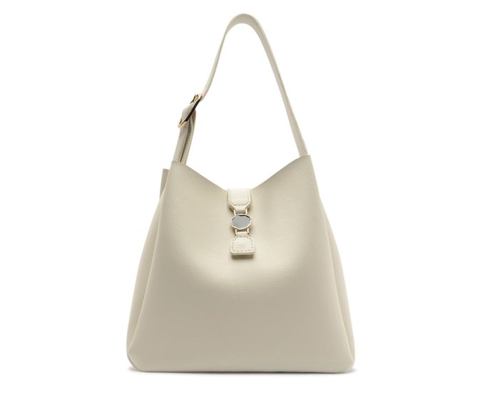 Bolsa Hobo Grande Fechamento Metal Branca